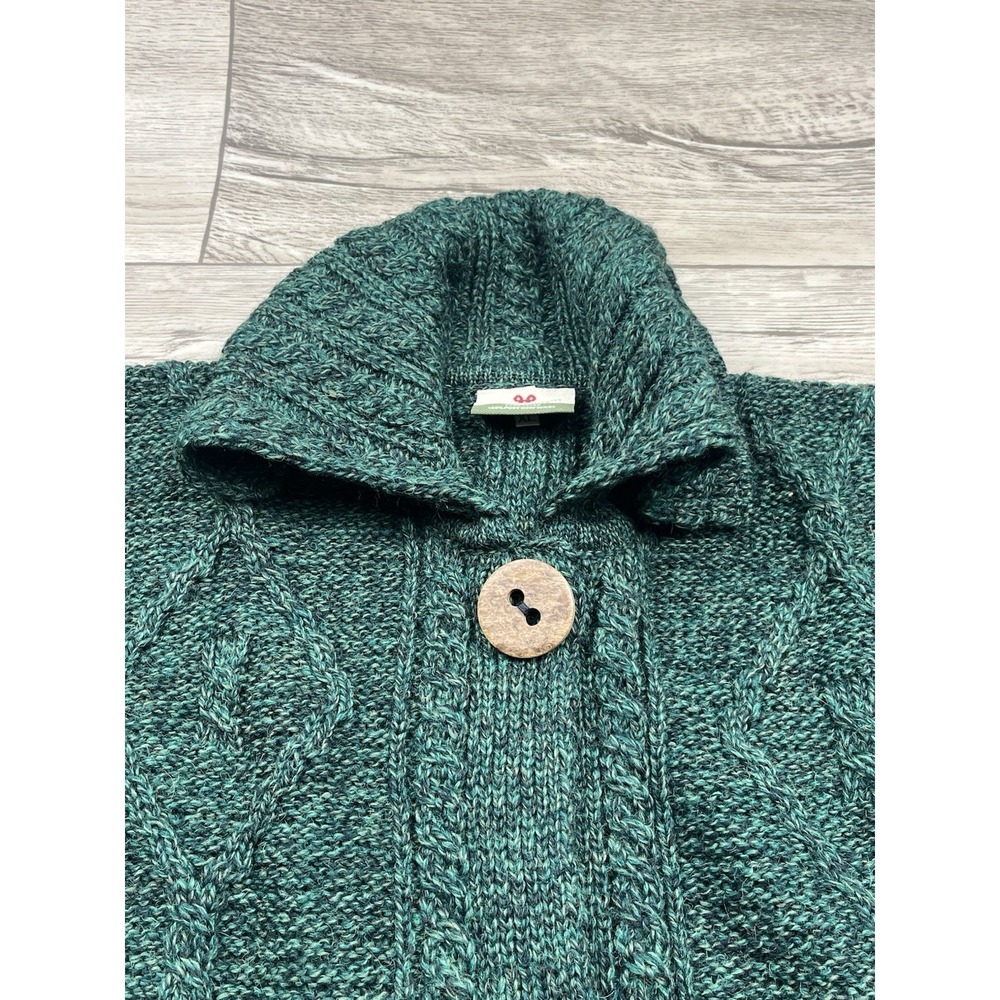 Carraig Donn Aran Green Cardigan Sweater Women XL 100 Pure New Wool Made Ireland - Picture 4 of 13